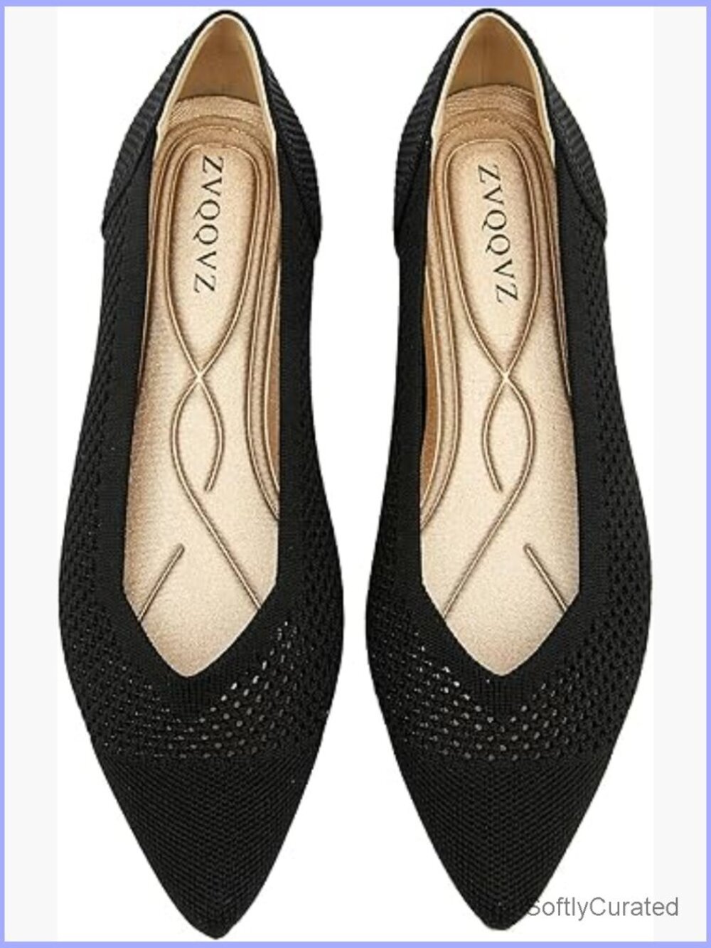 Knit Mesh Ballet Flats Pointed Toe Slip On Comfortable Washable